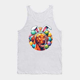 Vizsla Wears Bunny Ears Celebrating Easter Delight Tank Top